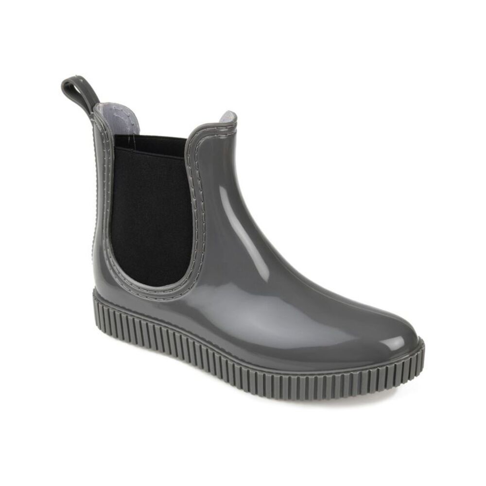 JOURNEE COLLECTION Womens Gray Back Foam Drip Almond Platform Rain Boots 8